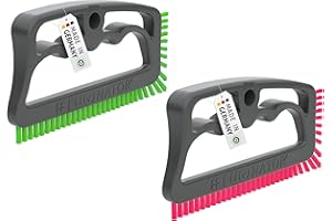 FUGINATOR® Spazzola per fughe grigio/verde e grigio/rosa – Spazzola per la pulizia delle fughe in bagno, WC, cucina, ecc. – Pulizia di piastrelle e pavimenti – Pratica spazzola per fughe e piastrelle