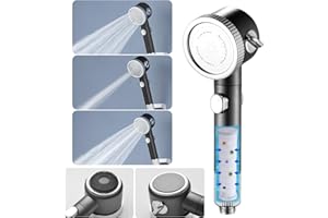 CIMVIDI Słuchawka prysznicowa z filtrem, 3 rodzajami strumienia, z funkcją kamienia, filtr z kamieniami mineralnymi, wielofunkcyjna, regulowana głowica prysznicowa dla dorosłych, dzieci, zwierząt domowych