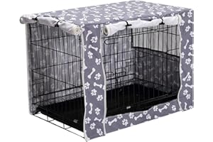 Pethiy Dog Crate Cover Durable Polyester Pet Kennel Cover Universal Fit for Wire Dog Crate - Fits Most 24 inch Dog Crates - Cover only-Sky Gray-24