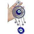 ARTISKRITI Turkish Evil Eye Hanging For Home Entrance Door Decoration, Nazar Battu for Home Protection, Good Luck Charm and Prosperity (Blue and Silver)