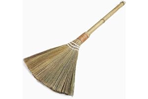 STGBCST 1Stücke Reisstrohbesen Mini Reisstrohbesen Gartenbesen Handgemachte Natürliche Bambus Besen Vietnamesischer Strohbesen Staubbürste Reinigungsmittel für Wohnmöbel Auto (groß)