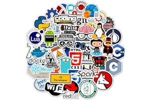 Angoter 50 PC Programación Sticker Tecnología programas de Software de Datos de Ordenador Pegatinas para el Friki del Ordenador portátil del teléfono portátil aleatoria Estilo
