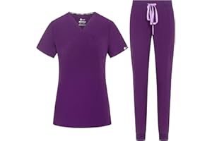 B-well NAOMI Divisa Sanitaria Donna Elastica | Uniforme Sanitaria Donna | Set con Casacca e Pantaloni Stile Jogger| Divise Sanitarie | con Spandex