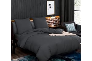 AYSW Pościel szczotkowana z mikrofibry, 1 poszwa na kołdrę 155 x 220 cm + 1 poszewka na poduszkę 80 x 80 cm, z zamkiem błyskawicznym, szara
