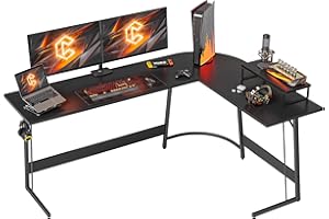 ‎CUBICUBI CubiCubi Eckschreibtisch Studie 170 x 120 cm, Stabil Schreibtisch l Form für Büro, Pc Ecktisch Computertisch Mit Monitorständer und Schubladen, Platzsparend, Einfach zu Montieren Eck Tisch, Schwarz