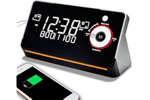 Réveil de Chevet avec Radio Dab et FM, Double Alarme, Snooze, écran LCD dimmable, veilleuse, Bluetooth, Type C et Port de Charge USB iTOMA 729