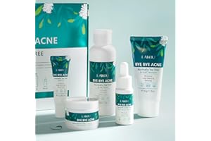 LAIKOU d’Arbre à Thé Ensemble de Soins de la Peau, 5Pcs Routine Skincare Visage Anti Imperfections, avce Nettoyant, Toner, Essence, Gel, Crème, Coffret Cadeau Soins du Visage pour Adolescentes Femmes