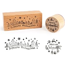 BOOMTOP 2Pcs Weihnachten Stempel Holz Stempel Frohe Weihnachten ...