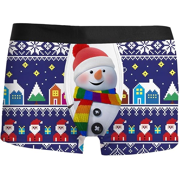 Caleçon Humoristique Homme Noël – Coton/microfibre, Imprimés Drôles, Cadeau Gag, Boxer Confortable