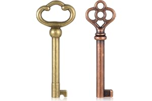 Thinp Skeleton Key Replacement Set - Hollow Barrel Antique Style Brass Keys - Bronze - For Antique Furniture & Locks