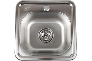 ANW HOME Spülbecken Küche mit Siphon, Waschbecken Küche Edelstahl mit Hahnloch, Spüle Spülbecken Edelstahl Eckig, Edelstahlspüle Einbauspüle, Klein Küchenspülen, Spüle Küche (Mikro Decor - 38x38 cm)