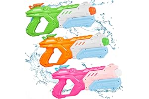 QUANQUER Pistola de Agua para Niños Y Adultos, 3 Pack Pistolas de Agua con 600ML de Alta Capacidad de Disparo hasta 8-10m De Distancia Pistola de Chorro de Agua Jugue para Piscina de Verano Fiesta en la Playa