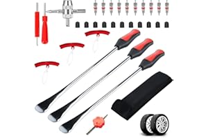 BEKKLPOU 33 Pezzi Leva a Cucchiaio in Acciaio Kit, Leva di Montaggio per Pneumatici Set Leve Smontagomme Smontagomme Moto Leva del Pneumatico, per Moto Bici Auto Scooter