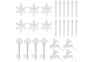 testyu 26 Piezas Acrílico Decoración Navideña, Transparente Carámbanos Copo de Nieve árbol de Navidad Adornos Colgantes Conjuntos para Decoraciones de Navidad