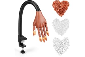 ADONAFY Nail Practice Hand for Acrylic Nails: Flexible Nail Hand Practice Model - Realistic Nail Training Hand Manicure Kit for Beginners Salon Home with False Nails 300 Pcs