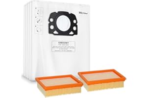 McFilter I 10 sacs à poussière + 2 filtres compatibles avec Kärcher WD4 P S V-20/5/22, WD5 P V-25/5/22, WD6 P S V-30/6/22/T, MV4, MV5, MV6 Alternative pour Kärcher KFI 487 comme KFI 4410 - Type KA 33
