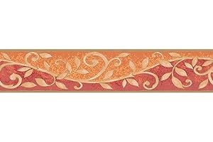 BRICOFLOR Bordüre rot orange | Tapeten-Bordüre mit Blumen | Küchenbordüre | Mediterrane Bordüre mit Blättern jetzt online kaufen!