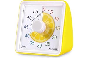 SECURA BRANDS Secura 60-Minute Visual Timer for Kids, Classroom Timers, Countdown Time Tracker for Adults, Time Management Tool for Teaching (Yellow)