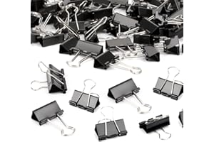 Ziamzra 100 Pezzi Clip Ferma Carta 25 mm Clips Binder Metallo Molle Fermacarte Clip Fogli Clip Fermacarte Nero Pinze Fogli Clip per Raccoglitori per Home Letter Paper Ufficio Fotografie Scuola