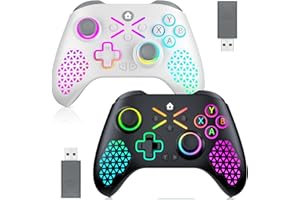 FOIRCEADAL 2 Pack Wireless Controller for PC/XBOX-One [Need Windows Upgrade, 3.5 mm Audio Built Adaptive Gaming Turbo/Vibration/Gyro/Wake-up function