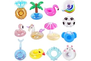 HONGCI 13 Pcs Inflatable Drink Holders Floats,Inflatable Pool Drink Cup Floating Bath Holder,Inflatable Floating Drinks Holder for Hot Tub Pool Inflatable Cup Coasters for Kids Family Pool Party