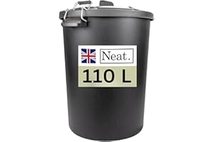 NeatPlastics Dustbin 110 L, Large Dustbin for Garden with Heavy-Duty Weather Resistant and Food Grade Material, Trash Can Garbage Bin With 2 Clip Locking Lid for Indoor & Outdoor Waste, Pack of 1