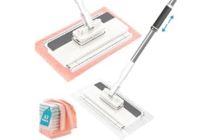 Mopp med tryckklämsystem, 12 mikrofiberdukar, teleskophandtag mini