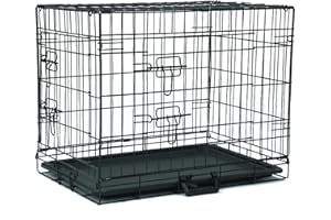AVC Designs Pet Dog Puppy Cat Metal Foldable Carry Transport Training Cage Crate (60L x 46W x 51H CM)