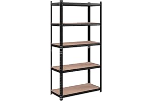 ‎SONGMICS SONGMICS Schwerlastregal, Kellerregal, Lagerregal, 40 x 90 x 180 cm, Regal mit Stahlgestell, bis 875 kg belastbar, 5 verstellbare Ablagen, schwarz GLR040B01