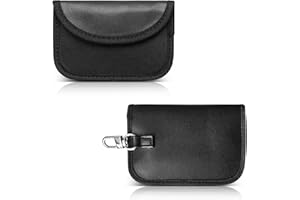 NCOALE Keyless Go Schutz Autoschlüssel, 2 Stück Leder RFID Blocker Schlüsseletui Schutz Keyless Hülle Autoschlüssel Signalblockierungstasche Faraday Taschen Schlüsseltasche (Schwarz)