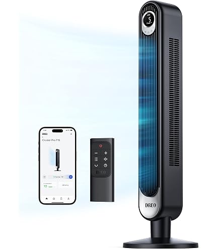 Dreo Ventilateur tour pour chambre à coucher, refroidisseur d'air par évaporation, 101,6 cm, ventilateurs de refroidissement qui soufflent de l'air froid avec oscillation à 80°, réservoir d'eau