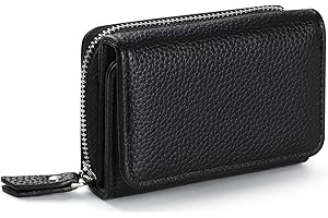RRANCharltu Portafoglio Donna Piccolo in Pelle Portamonete Donna con Cerniera Coin Grande Capacità Mini Portafoglio con Slot Per Schede, Nero