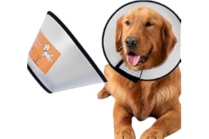 JIAMIAN Collar Isabelino Protector, Ajustable Cono Mascotas Protector Heridas Anti-Mordida Anti-Lamido Curación, Collar Plástico Perros Gato Perros Grandes (Cuello: 35-40cm)