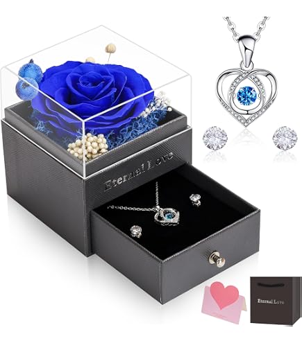 Produktbild von Ewige Rose Geschenkbox Mit Kette, Behaltene Unendliche Rosenbox, Romantische Hochzeitstag Geschenke, Geburtstagsgeschenk Für Mama, Schwester, Freundin