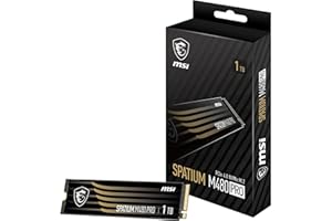 MSI SPATIUM M480 Pro PCIe 4.0 NVMe M.2 1TB - Disque SSD Interne 1 to, PCIe 4.0 NVMe M.2, Lecture 7400 MB/s & Écriture 6000 MB/s, 3D NAND, Sécurité des Données Intégrée, Garantie 5 Ans (700 TBW)