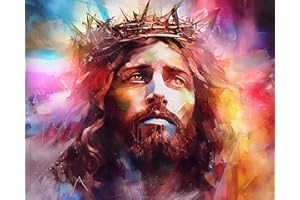 TISHIRON Malowanie według liczb, Jezus z koroną cierniową, "zrób to sam", malowanie według liczb, dla dorosłych, dzieci, zestaw do malowania według liczb, na płótnie z pędzlami, do dekoracji domu, na