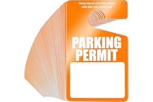 YEXIYA 100 Pack Parking Permit Hang Tags Plastic Parking Placards PVC Hang Tag 3 x 5 Inch for Car Rear View Mirror (Orange)