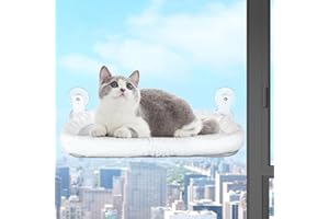 KoolYouth Cat Window Bed Hammock for Indoor Cats, 60x30cm Foldable Hanging Window Perches, Large Cats Shelf with Strong Suction Cups, Cat Shelves Reversible Cover for Glass Windows Hold Up to 18KG