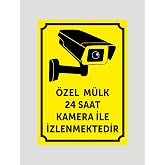 Bu &ouml;zel m&uuml;lk 24 saat kamera ile izlenmektedir uyarı ikaz levhası aliminyum levha