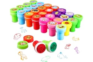 PAMIYO 30 Stück Stempel Kinder,Kinder Briefmarken, Selbstfärbende Stempelset Tiere Niedliche Spielzeugstempel aus Plastik für Spiel, Spaß, Hobby und mehr