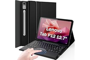 Wineecy Touchpad Tastiera Custodia per Lenovo Tab P12 12.7 Pollici TB370FU Tablet 2023 [Layout Italiano] - Rimovibile Magnetica Wireless Bluetooth Keyboard e Slim Cover con Stilo Holder (P12)