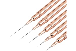 ZEOHBETY Nail Art Brushes, 5Pcs Nail Art Liner Brushes, Painting Art Design Brush Set Nail Dotting Drawing Tool for Long Lines, Thin Details, Fine Drawing Sizes 4/8/12/20/25mm, Rose Gold