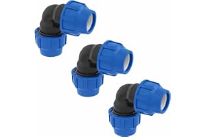 SmartProduct 25 mm PE-rör skruvanslutningsvinkel 90 grader PN16 DVGW dricksvattencertifierad – klämkontakt för inomhus- och utomhusinstallation – PP-koppling kompatibel med PE80 PE100-rör – 3-pack