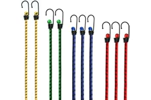 LEWDAN MARKETPLACE LTD Lewdan Heavy Duty Bungee Cords with Hooks Pack of 10 Bungee Straps - Ideal for Securing Luggage, Motorcycle, Racks, Camps, Tarps, Garden Furniture DIY Storage Multi-Purpose
