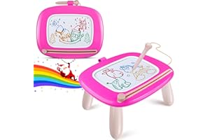 Smasiagon Lavagna Magnetica per Bambini, Tavola da Disegno Cancellabile Lavagnetta Magica con Gambe Stabili, Portatile Giocattoli Educativi, Regalo per Bambina 1 2 3 Anni (Magenta)