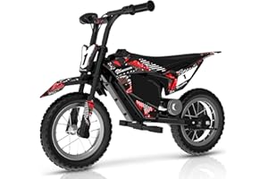 EVERCROSS EV13M Moto Eléctrica Infantil con Neumáticos de 12" de Ancho, Modos de Velocidad 8/16KM/H y Autonomía de 12KM, Sistema de Frenos de Disco, para Niños de 3 a 7 Años de Edad