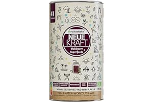 VOLKSSHAKE Neue Kraft | Smoothiepulver | 500g | Kräftigender Smoothie mit Waldbeere-Geschmack | Verbesserte Rezeptur | Über 20 kraftvolle Superfoods | Premiumqualität vom Bodensee | Made in Germany