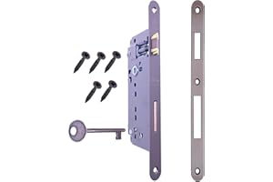 GAMOBIFER Serratura per Porta Interna a Incasso AGB serie PATENT GRANDE. Entrata 50, Interasse 90. (Fronte 18x238, SCROCCO - CATENACCIO - CHIAVE, BRONZATO)