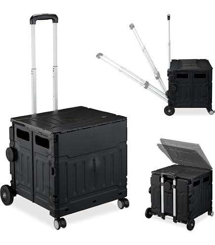 MUWO carretto pieghevole 100 L, portata max 110 kg marrone/beige