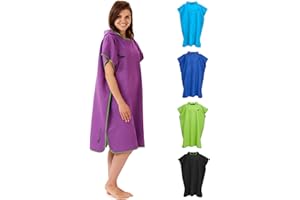 Fit-Flip Poncho Towel - Microfibre Changing Robe Adult - Swim and Surf Beach Robes - Quick Dry Hooded Swimming Towel for Men and Women